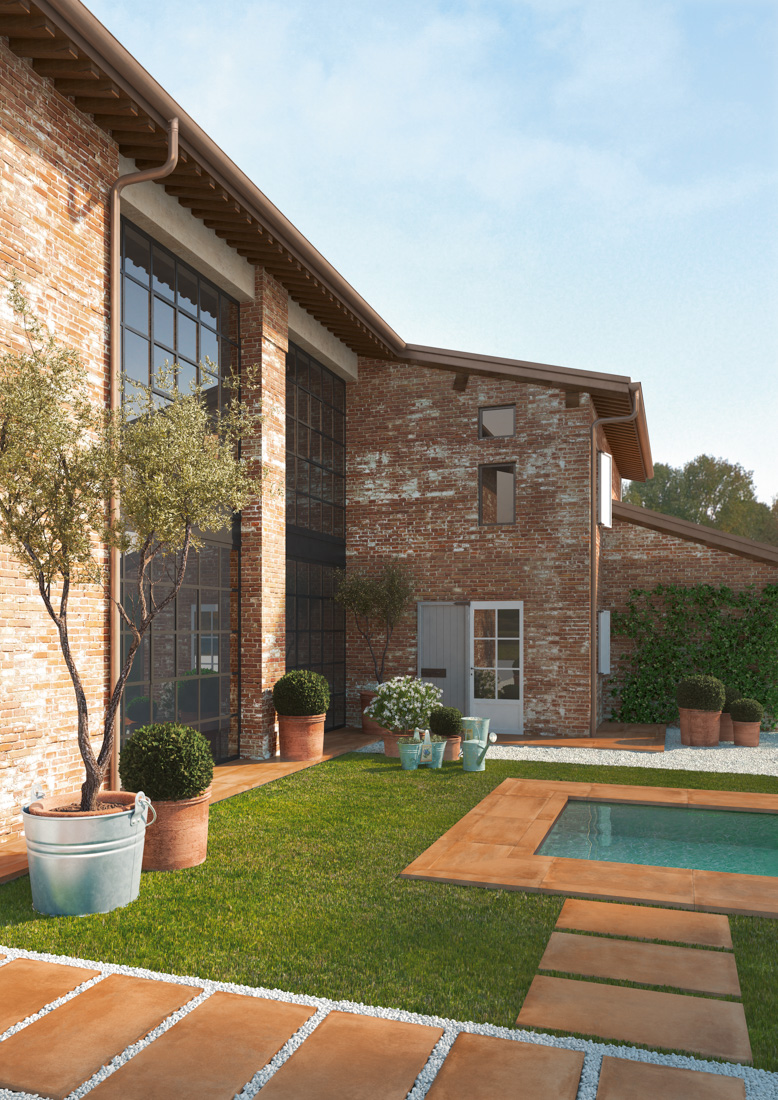 Gartenplatten + Terrassenplatten Terracotta braun oker 50x100x2 COTTO
