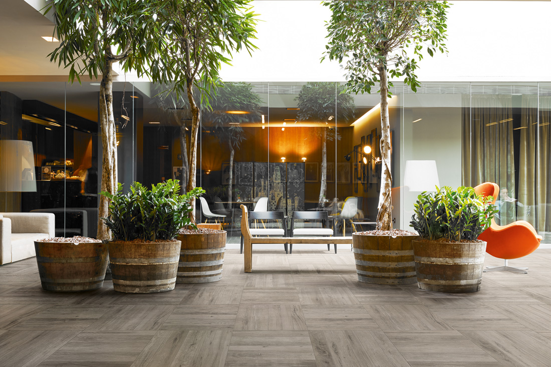 Terrassenplatten und Gartenplatten Holz grau 60x60x2 BALANCE