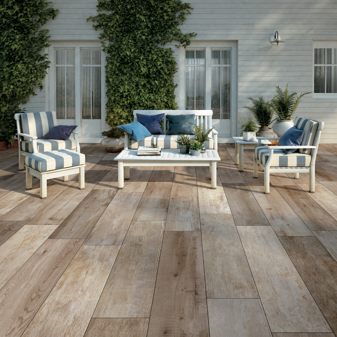 Gartenplatten + Terrassenplatten Holz beige 20x120x2 INTENSIV WOOD