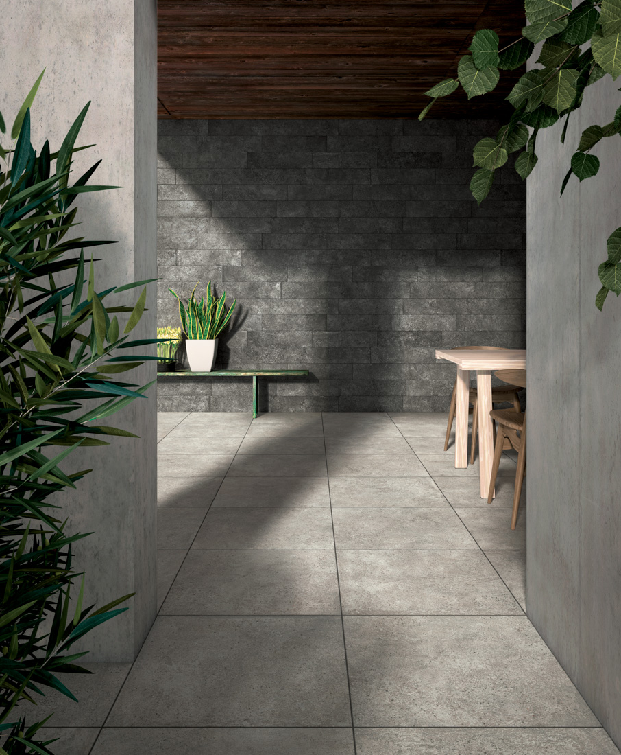 Terrassen- und Gartenplatten Design grau 60x60x2 TERRA CEMENTO